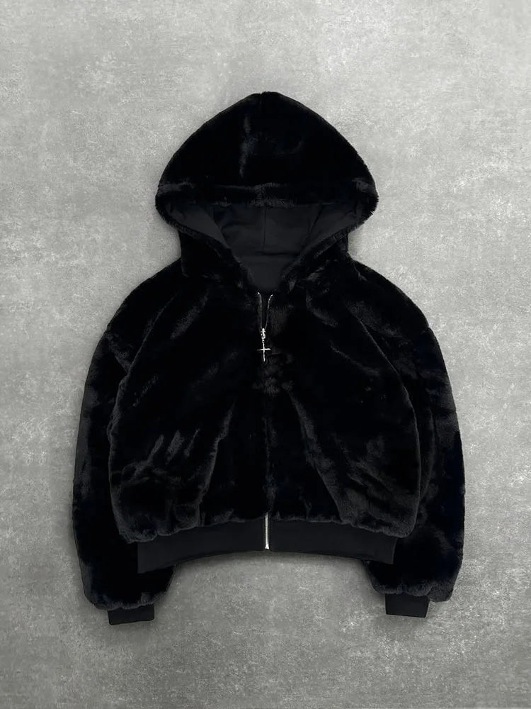 Autumn/Winter Leopard Grey Double sided Zipper Hoodie Men's Casual High Street Warmth Hoodie men's autumn clothing  2025 new