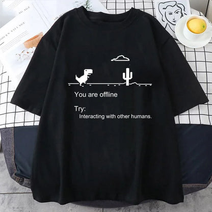 2025 Men's T-shirts Printed Dinosaur Cactus Funny Tops Summer Cotton T-shirt for Men Casual O-Neck Tee Shirts Streetwear Top