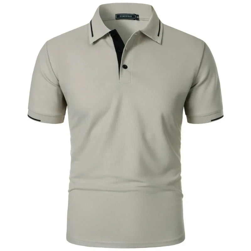 Men's Short Sleeve Polo Shirt Summe Button Classic Fit Casual T-Shirts Oversize Pullover Shirts Man Solid Color Lightweight Tops