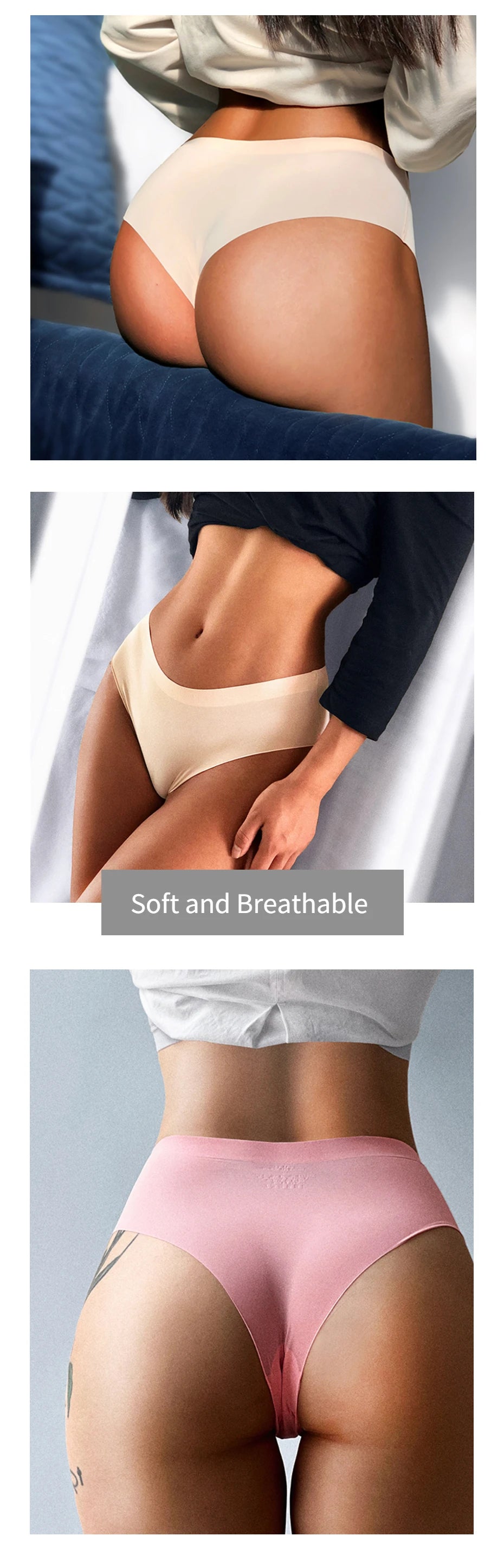 WarmSteps 3Pcs/Set Seamless Woman Panties Underwear Fitness Sports Women's Briefs Ice Silk Sexy Female Lingerie XXL Large Size