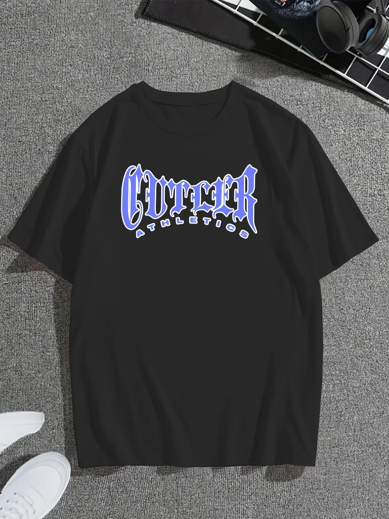 2024 New Men's T-shirt Checked Printed Oversized Loose Men's Top Holiday Casual Clothing Running Short-sleeved T-shirts