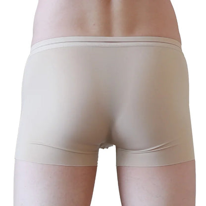 Fashion Men's Underwear Ice Silk Seamless Solid Color Ultra-thin Breathable Boxers for Male Lingerie Bikini Panties