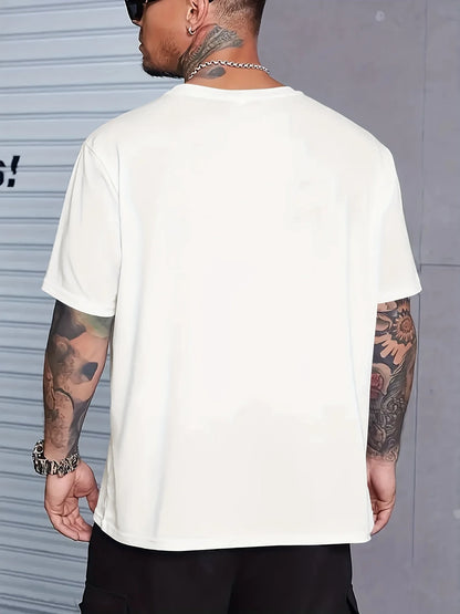 2024 New Men's T-shirt Checked Printed Oversized Loose Men's Top Holiday Casual Clothing Running Short-sleeved T-shirts