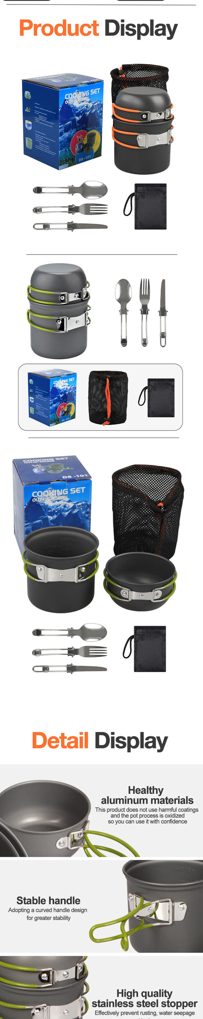 Camping Cookware Set, Outdoor Pan Set, Tourist Dishes, melon, Kitchen Equipment, Trekking Utensils, Picnic Picnic