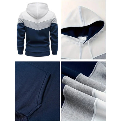Autumn Winter Fashion Tracksuit Tricolor Hoodies and Black Sweatpants High Quality Male Daily Casual Sports Hooded Jogging Suit