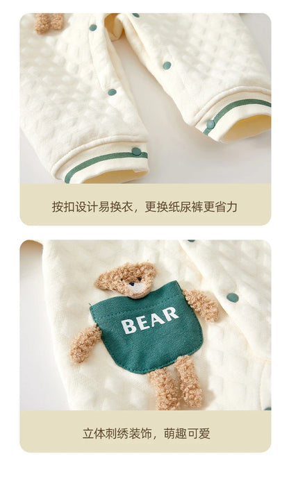 Baby Clothes for Autumn, Class A, Boys' Full-Month Outfit, One-Piece Romper, Baby Thermal Interlayered Warm Newborn Bodysuit