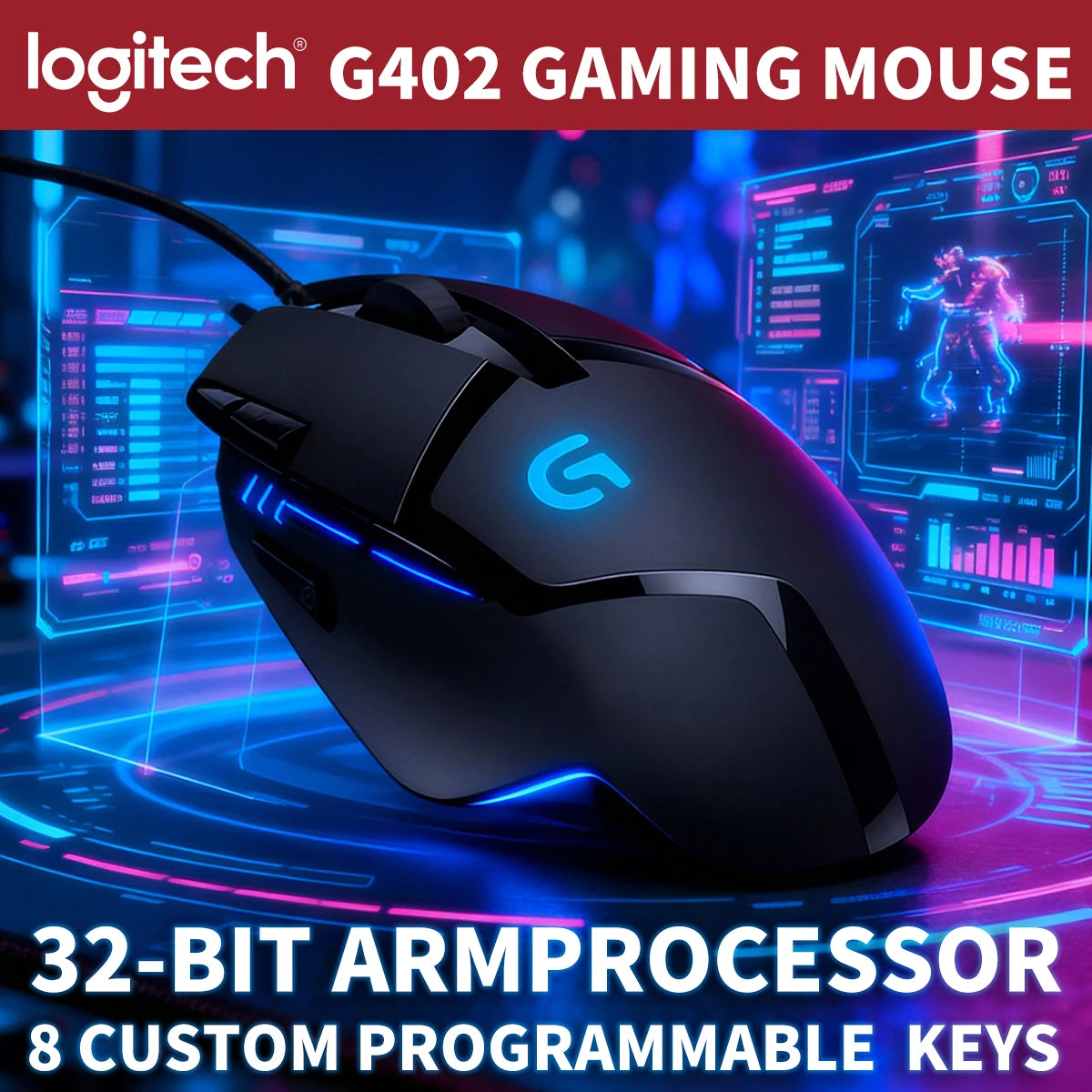 Logitech G402 Wired Gaming Mouse – RGB, 8-Button Macro