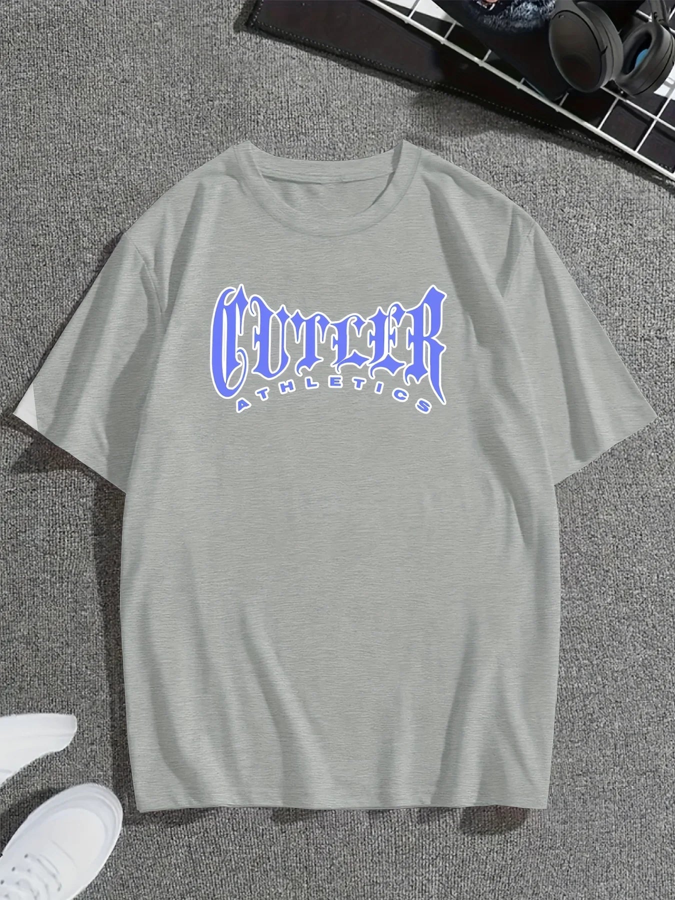 2024 New Men's T-shirt Checked Printed Oversized Loose Men's Top Holiday Casual Clothing Running Short-sleeved T-shirts