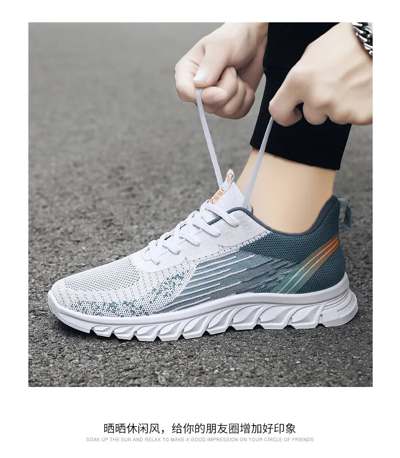 Sneakers new men's shoes trend foreign trade flying woven lace-up running shoes breathable Korean version of tide shoes
