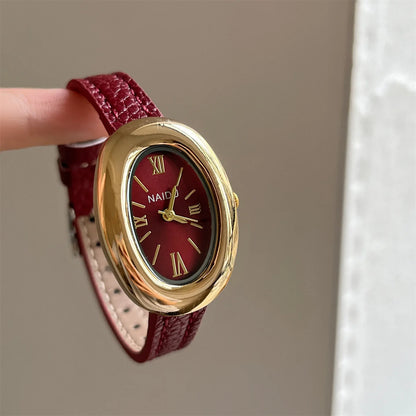 Vintage Oval Dial Women Watch Casual Leather Band Analog Quartz Watches Female Wristwatch Dropshipping Clock Reloj De Mujer