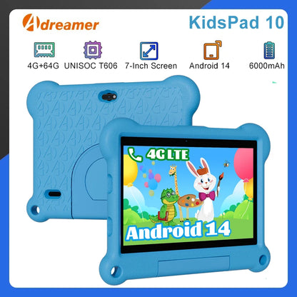 10-Inch Kids Tablet Adreamer KidsPad10Pro 4GB 64GB with Kids Education Software For Children Studying Kids-proof Case