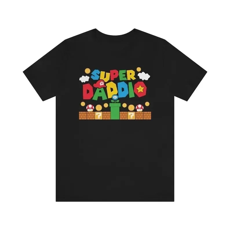 Super Daddio Funny Gamer Dad Father's Day Gift Tshirt 100% Cotton New Fashion Short Sleeve Vintage Classic Streetwear Tee Tops