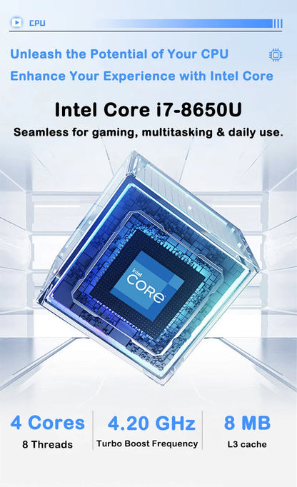 2026 New 15.6 Inch FHD Laptop Intel Core i7-8650U 32GB RAM 2TB SSD Windows 11 Pro Ultra Slim Gaming Office Study Notebook