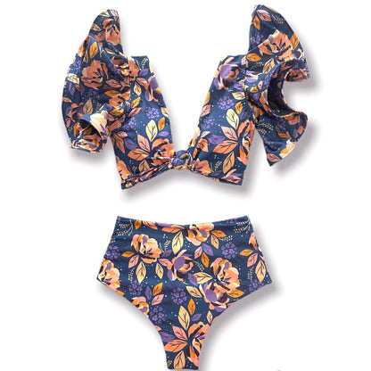 New Sexy Brazilian Bikini Set Ruffle Swimwear Women Push Up Swimsuit High Waist Print Floral Bathing Suit Biquini Female
