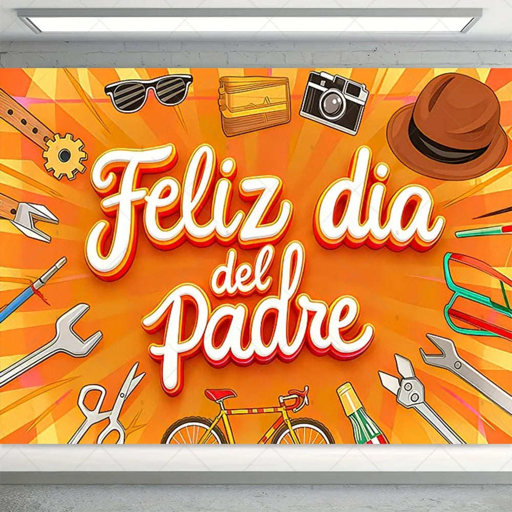 Spanish Happy Father's Day Decor Background I Love Dad Black Suit Tie Family Party Banner Photography Backdrop Supplies Props