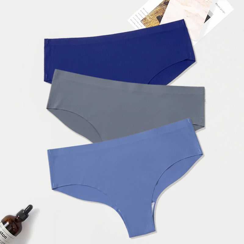 WarmSteps 3Pcs/Set Seamless Woman Panties Underwear Fitness Sports Women's Briefs Ice Silk Sexy Female Lingerie XXL Large Size