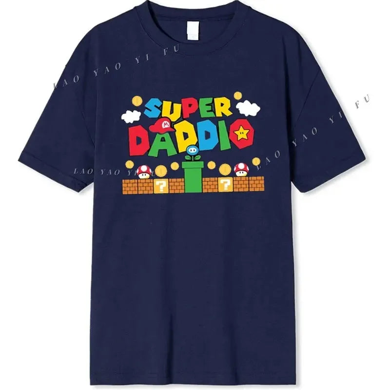 Super Daddio Funny Gamer Dad Father's Day Gift Tshirt 100% Cotton New Fashion Short Sleeve Vintage Classic Streetwear Tee Tops