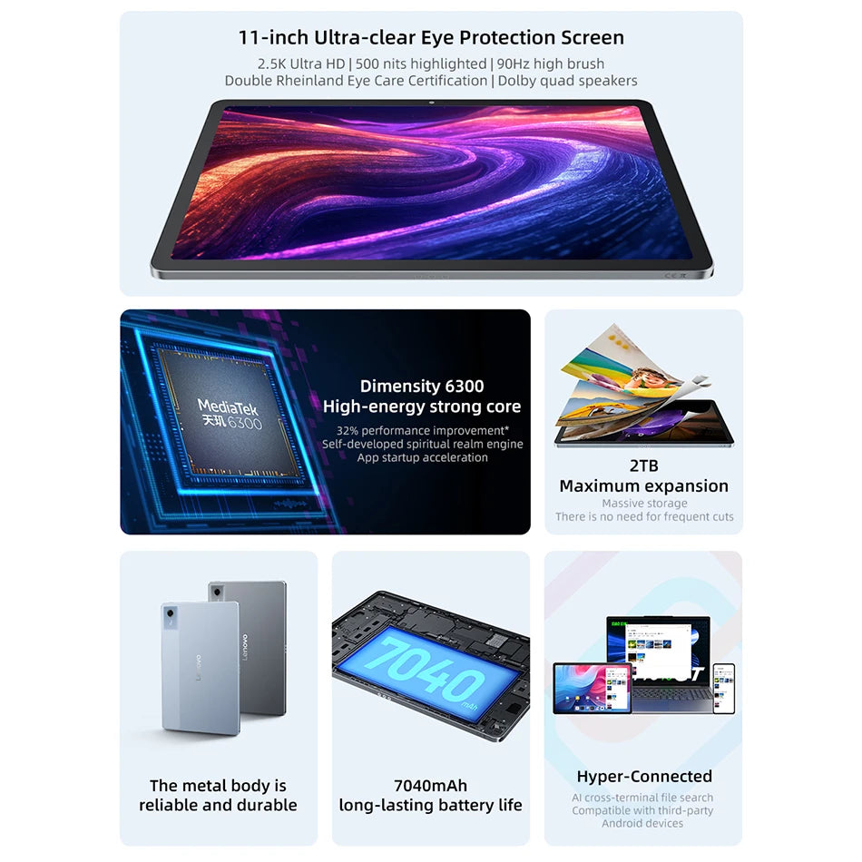 Original Lenovo Xiaoxin Pad 11 2025 Tab 128GB 256GB ROM MTK Dimensity 6300 11" 2.5K Screen 7040mAh WIFI Pads Tablet CN Version
