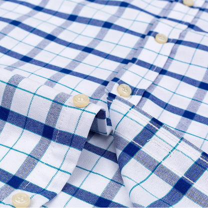 100% Pure Cotton Oxford Shirts for Men Long Sleeve Plaid Shirt Striped Male Business Checked Red Shirt Mans Designer Clothes 7XL
