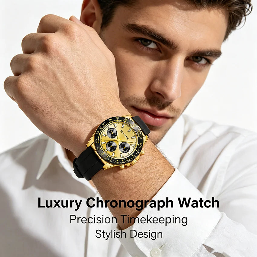Best Watches for Men Multifunctional Chronograph Analog Quartz Waterproof Wirstwatch Silicone Strap Man Gifts Watch