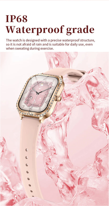 2026 Fashion Women Smart Watch Bluetooth Call Custom Watch Face Fitness Tracker IP68 Waterproof Smartwatch Woman for Android IOS