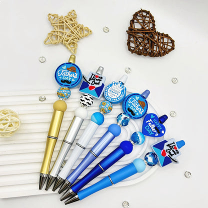 6PCS Love Dad Father's Day Theme DIY Beaded Ballpoint Pen And Silicone Bead Set，Office &School Supply，Father's Day Gift