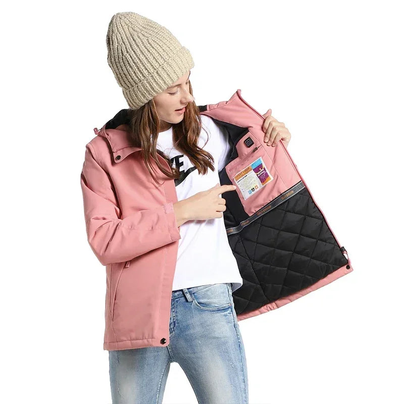 Smart Heated Jacket Waterproof Men 3 Areas Heated Vest For Women Winter Outdoor Sports Coat Warm Heating Coat Motorcycle Jacket