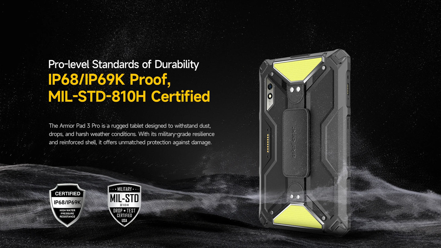 Ulefone Armor Pad 3 Pro Rugged Tablet 33280 mAh MediaTek MT8788 16GB RAM(8+8) 256GB ROM 50MP 10.36"2K Android