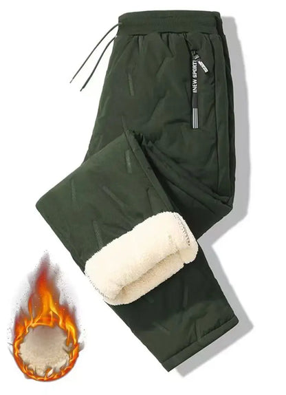 European size thick cotton pants with cashmere for men's cold and casual wear, ultrasonic cotton pants available in multiple col