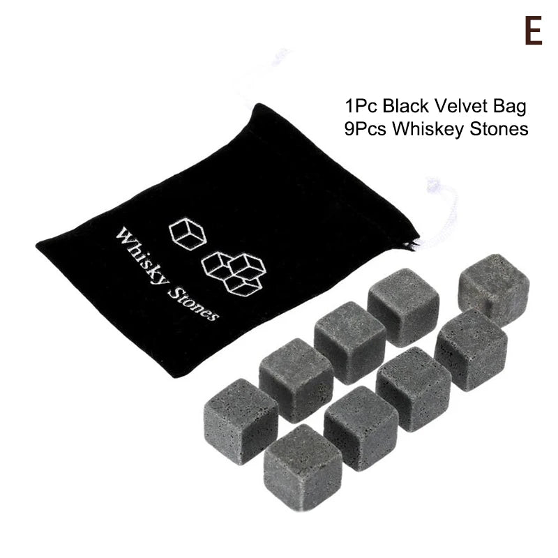 Father'S Day Gift For Men Whiskey Stones Set 8 Pcs Granite Ice Cubes+ 2 Pcs Cups For Whisky In Wooden Bottle Box Present For Dad