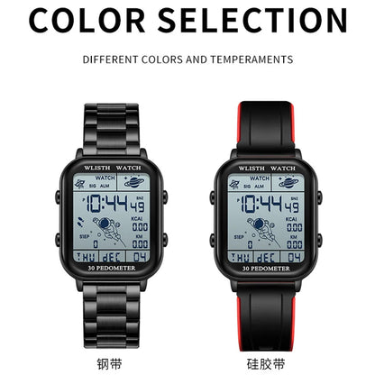Watches for Man Digital Watch Stopwatch Countdown Wristwatch Calendar Clock Sport Pedometer Calculation Digital montre homme