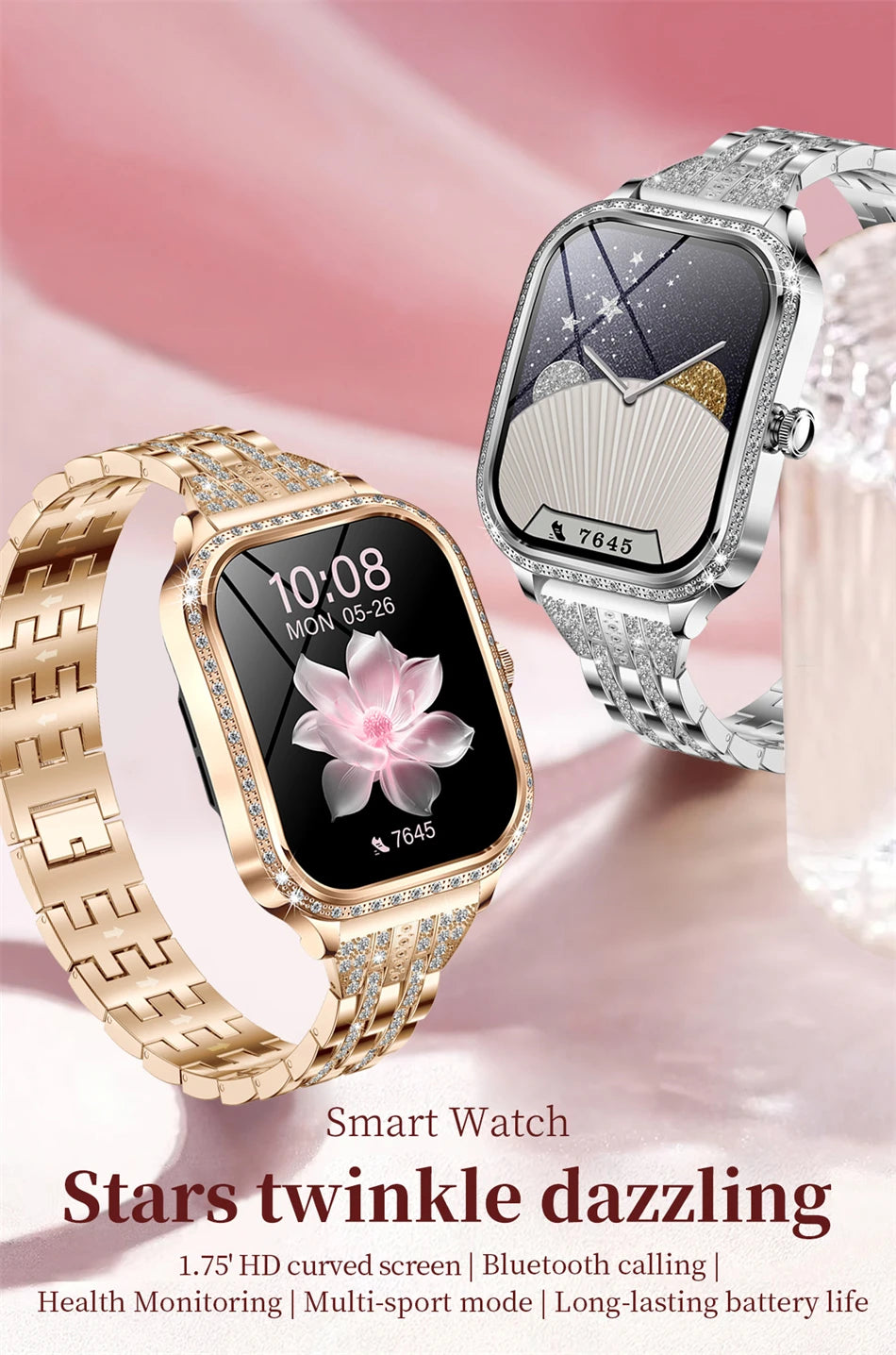 2026 Fashion Women Smart Watch Bluetooth Call Custom Watch Face Fitness Tracker IP68 Waterproof Smartwatch Woman for Android IOS