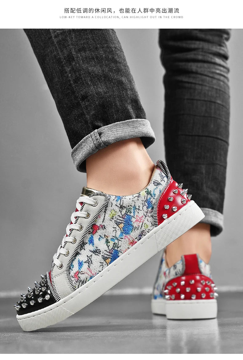 Comfortable Breathable Studded Sneakers for Men Women Casual Sports Shoes Fashion Lightweight Walking Shoes