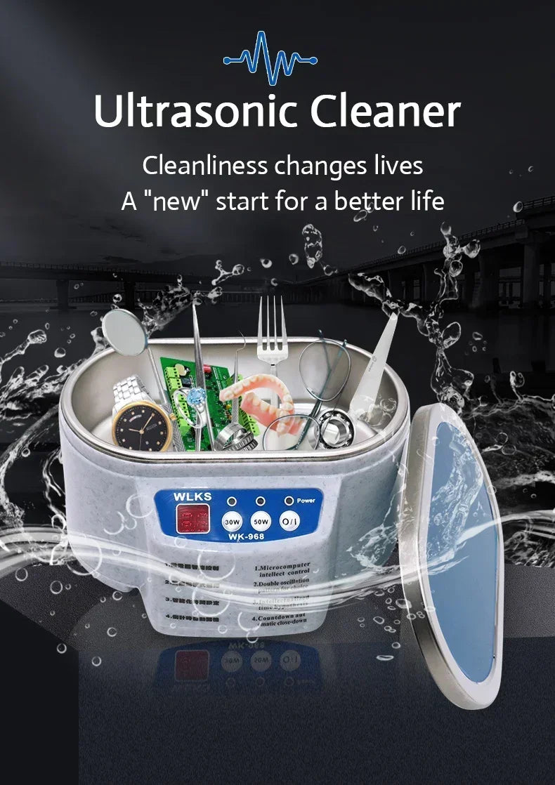 30/50W Ultrasonic Cleaner Sonicator Bath 40Khz Degas for Watches Contact Lens Glasses Denture Teeth Electric Bath for Jewelry EU
