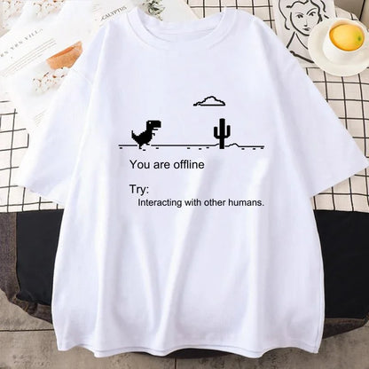 2025 Men's T-shirts Printed Dinosaur Cactus Funny Tops Summer Cotton T-shirt for Men Casual O-Neck Tee Shirts Streetwear Top