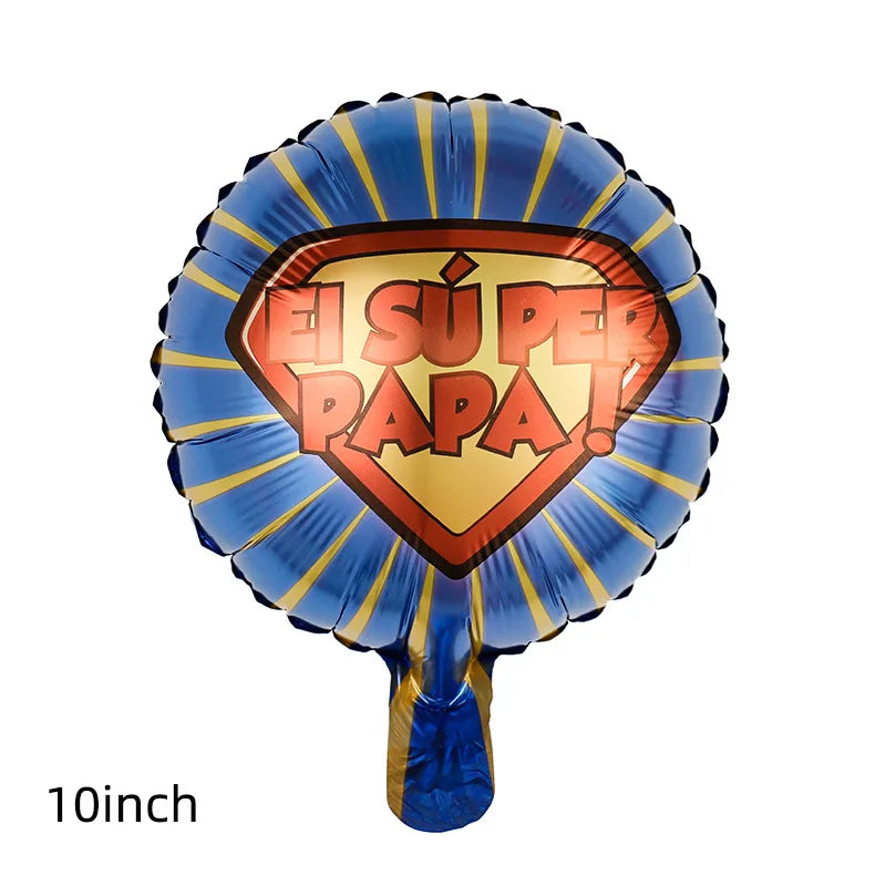10pcs 10inch Happy Father's Day Foil Balloons Fathers Day Spanish Te Amo Papa Air Globos For Father Birthday Party Decorations