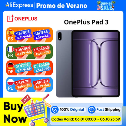 Global Version OnePlus Pad 3 Snapdragon 8 Elite 13.2inches 144Hz Screen 12140mAh Battery 13MP Rear Camera 8 Speakers 80W Charge