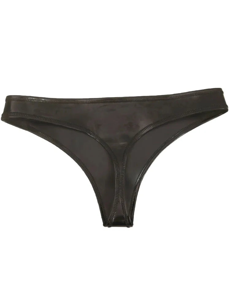 Shiny Matt Double Sided PU Leather Bikini Hot Shorts Wet Look PVC Briefs Reversible Tangas Sexy Panties G Strings Thong Calcinha