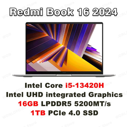 Xiaomi Laptop RedmiBook 16 Intel UHD i5-12450H/i5-13500H 16G 512G/1T SSD 16-inch 60Hz/120Hz Sreen Mi Notebook