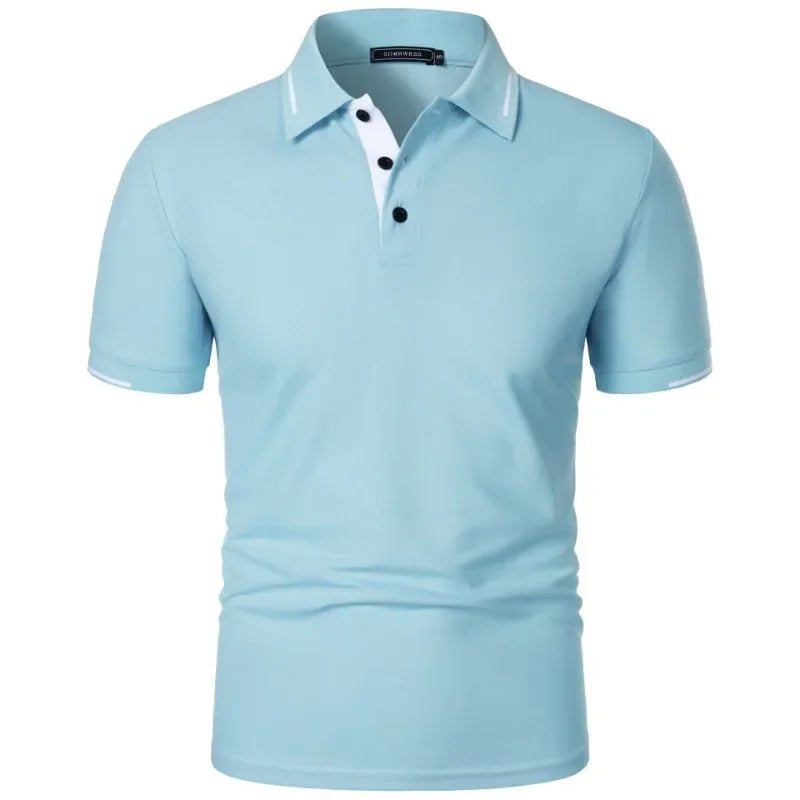 Men's Short Sleeve Polo Shirt Summe Button Classic Fit Casual T-Shirts Oversize Pullover Shirts Man Solid Color Lightweight Tops