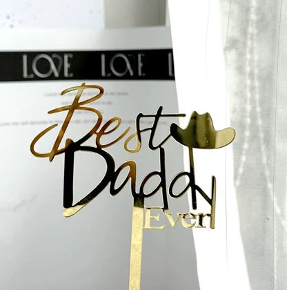 5pcs/1pc Gold Black Father's Day Acrylic Love You Papa Cake Topper for Father's Day Birthday Party DIY Cake Decoration Supplies