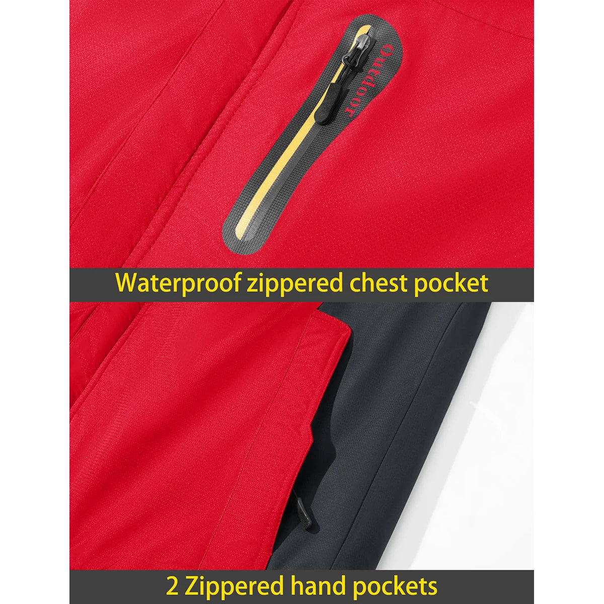TACVASEN Men's Waterproof Ski Jacket Fleece Lining Warmth Parka Winter Snow Working Outdoors Hooded Coat Rain Shell Windbreaker