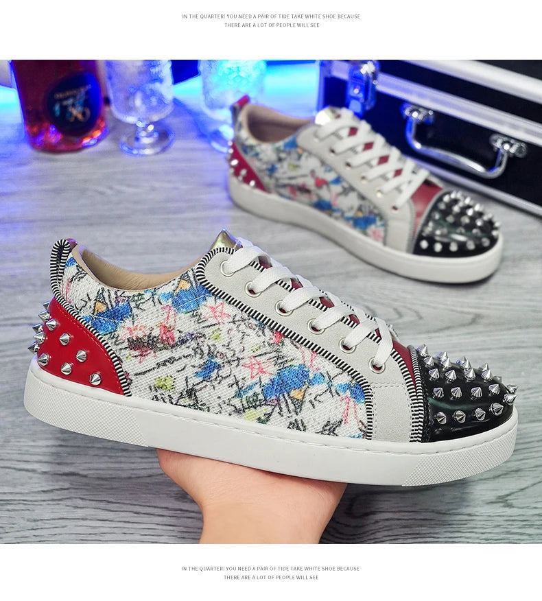 Comfortable Breathable Studded Sneakers for Men Women Casual Sports Shoes Fashion Lightweight Walking Shoes