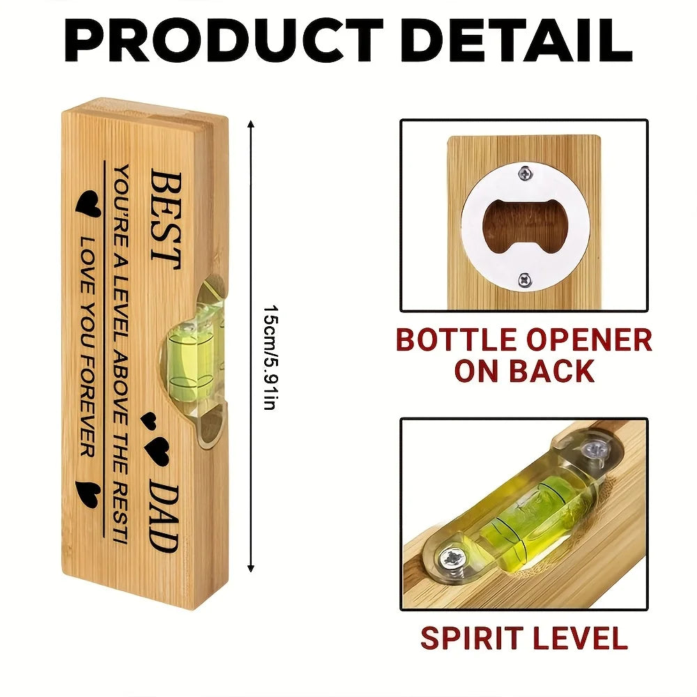 Father's Love Wooden Bottle Opener - Practical Creative Durable Gift for Father's Day Birthday Camping Outdoor Essential