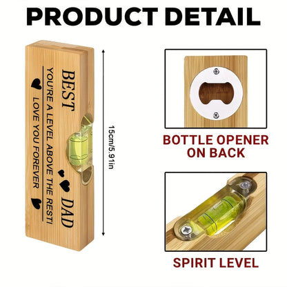 Father's Love Wooden Bottle Opener - Practical Creative Durable Gift for Father's Day Birthday Camping Outdoor Essential