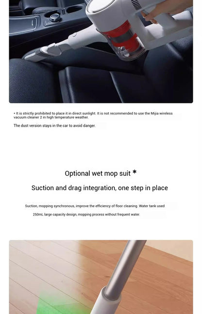 XIAOMI MIJIA Wireless Vacuum Cleaners 2 Dust Display Edition,24kPa Suction,Maximum battery life 60 min,Cordless handheld Vacuum