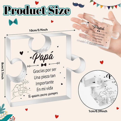 Dad Birthday Gifts - Regalos para Papá Puzzle Acrylic Plaque for Office Desk Decor Keepsake Paperweights Gifts for Dad i