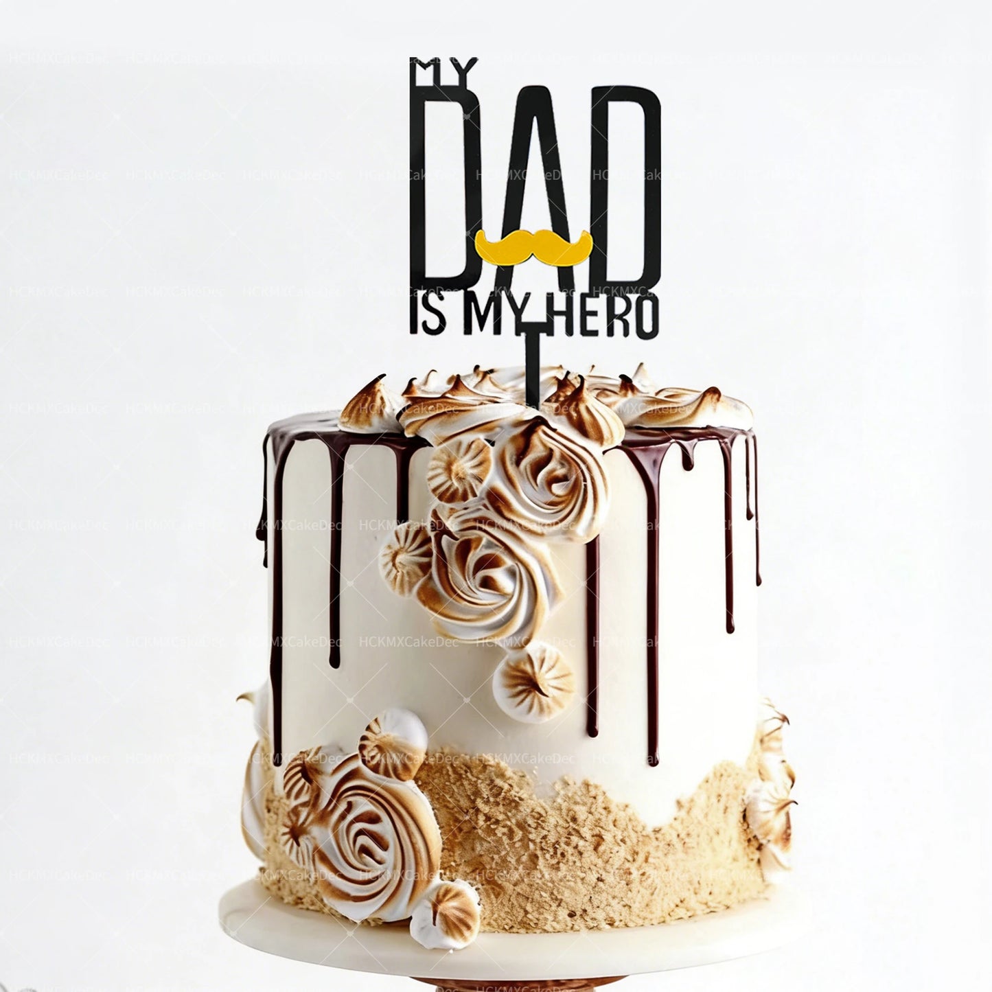 3pcs Acrylic Best Dad Ever Happy Father's Day Cake Toppers for Celebration Father's Day Dad's Birthday Party DIY Cake Decoration