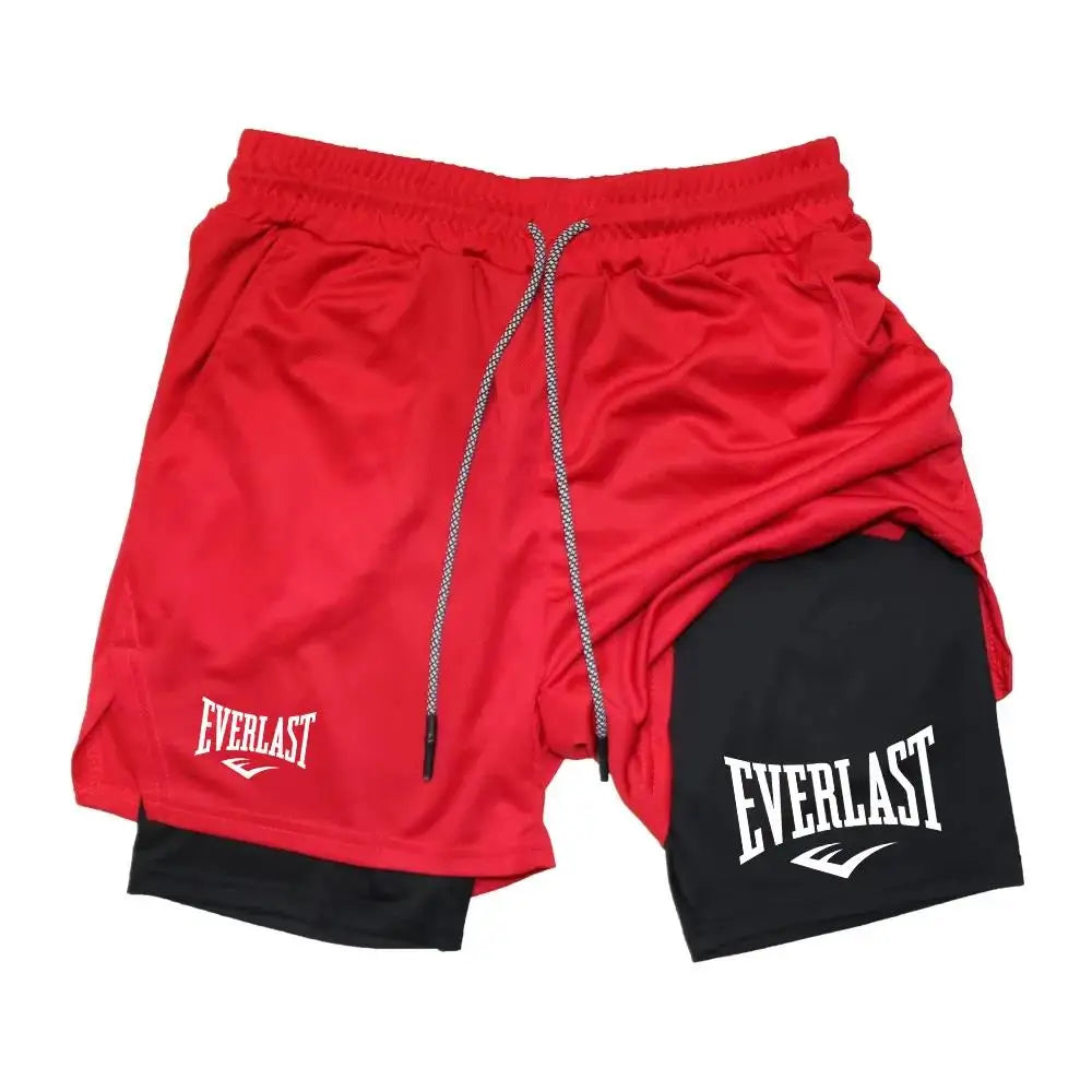 Men Running Shorts 2 In 1 Double-deck Sport Shorts Sportswear Gym Fitness Short Pants Training Jogging Bottom  ClothingMen's
