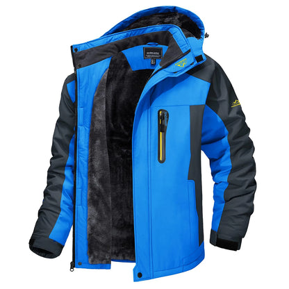 TACVASEN Men's Waterproof Ski Jacket Fleece Lining Warmth Parka Winter Snow Working Outdoors Hooded Coat Rain Shell Windbreaker